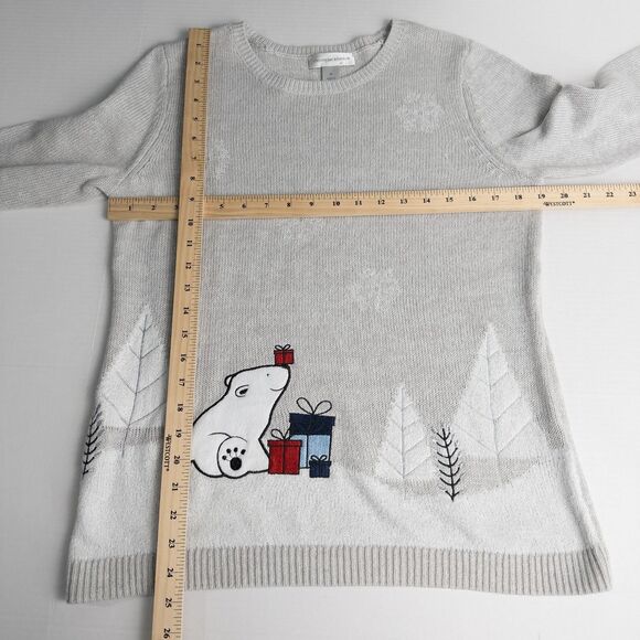 Christopher & Banks Polar Bear Christmas Gifts Sweater Womens Medium Holiday - Picture 4 of 15